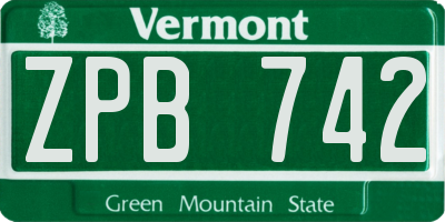 VT license plate ZPB742