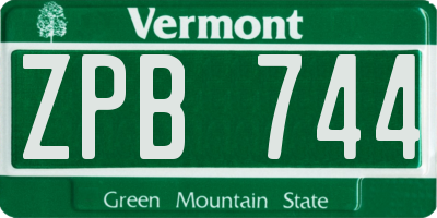 VT license plate ZPB744