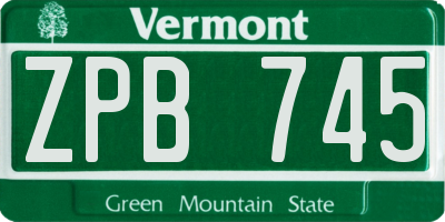 VT license plate ZPB745