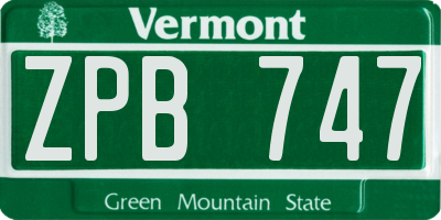 VT license plate ZPB747