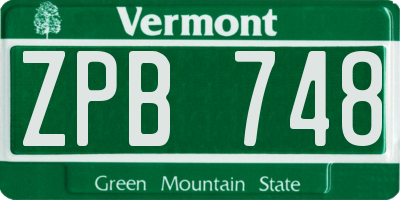 VT license plate ZPB748