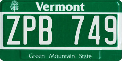 VT license plate ZPB749