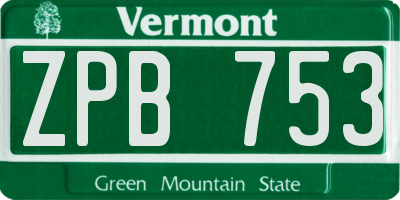 VT license plate ZPB753
