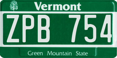 VT license plate ZPB754