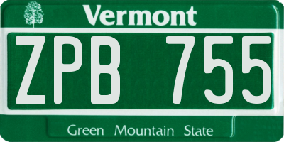 VT license plate ZPB755