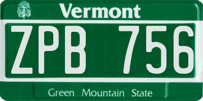 VT license plate ZPB756