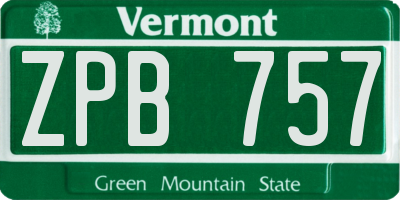 VT license plate ZPB757