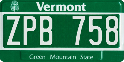 VT license plate ZPB758