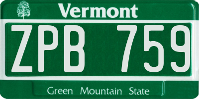 VT license plate ZPB759