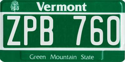 VT license plate ZPB760