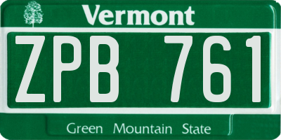 VT license plate ZPB761