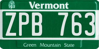 VT license plate ZPB763