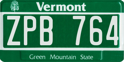 VT license plate ZPB764