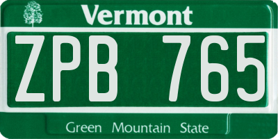 VT license plate ZPB765