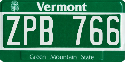 VT license plate ZPB766