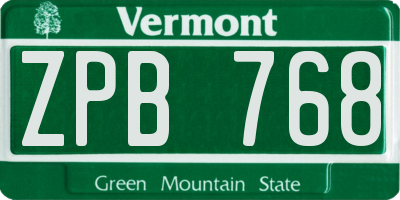 VT license plate ZPB768