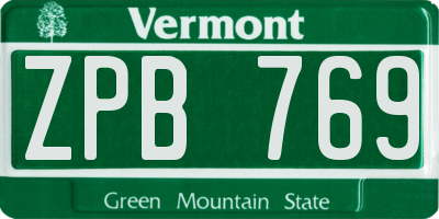 VT license plate ZPB769