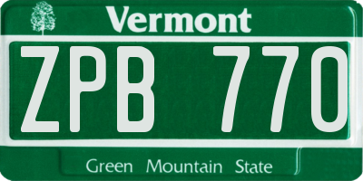 VT license plate ZPB770