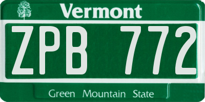 VT license plate ZPB772