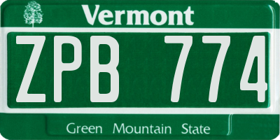 VT license plate ZPB774