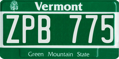 VT license plate ZPB775
