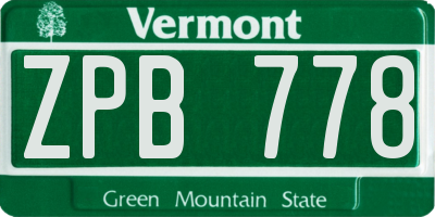 VT license plate ZPB778