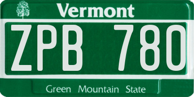 VT license plate ZPB780