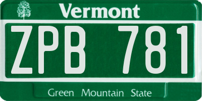 VT license plate ZPB781