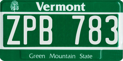 VT license plate ZPB783