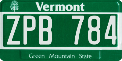 VT license plate ZPB784