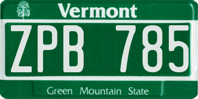 VT license plate ZPB785