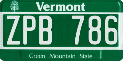 VT license plate ZPB786