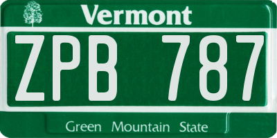 VT license plate ZPB787