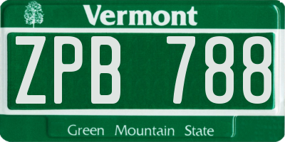 VT license plate ZPB788