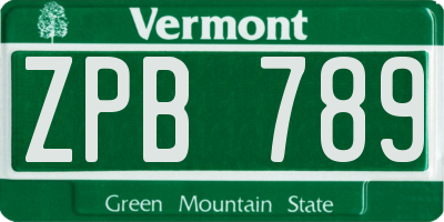 VT license plate ZPB789