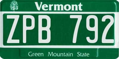 VT license plate ZPB792