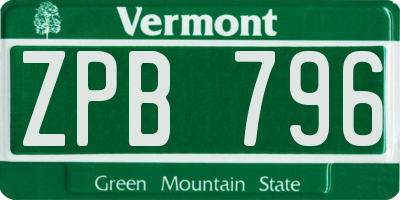 VT license plate ZPB796