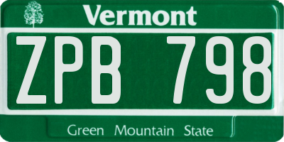 VT license plate ZPB798