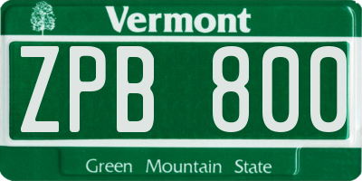 VT license plate ZPB800
