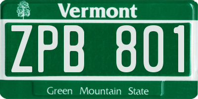 VT license plate ZPB801