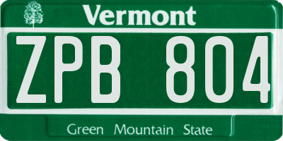 VT license plate ZPB804
