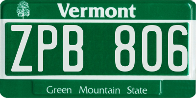 VT license plate ZPB806