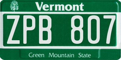 VT license plate ZPB807