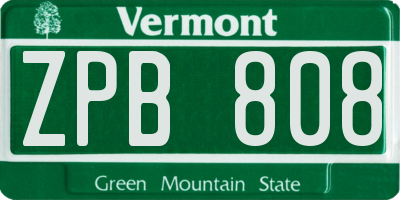 VT license plate ZPB808