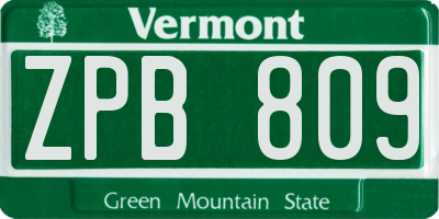 VT license plate ZPB809