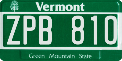 VT license plate ZPB810