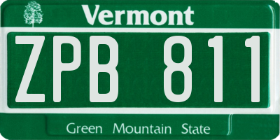 VT license plate ZPB811