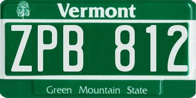 VT license plate ZPB812