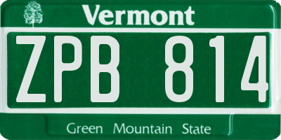 VT license plate ZPB814