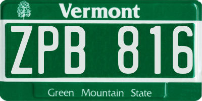 VT license plate ZPB816